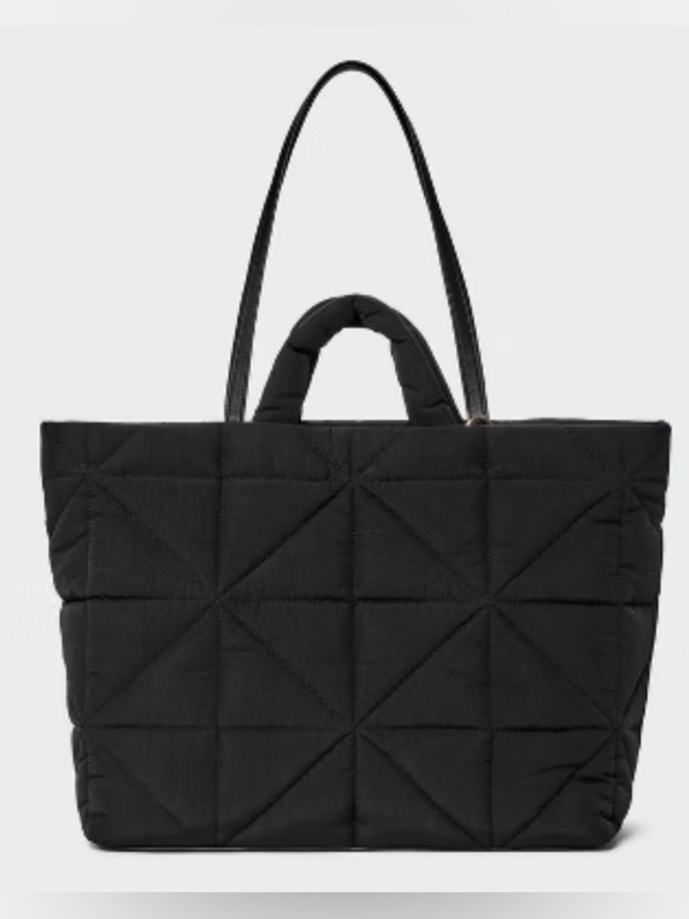 A New Day- Quilted Black Large Tote Bag with Padded Handles & Straps NWT